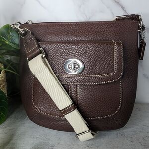 Coach Hamilton Brown Pebbled Leather Uni-sex Crossbody Bag
